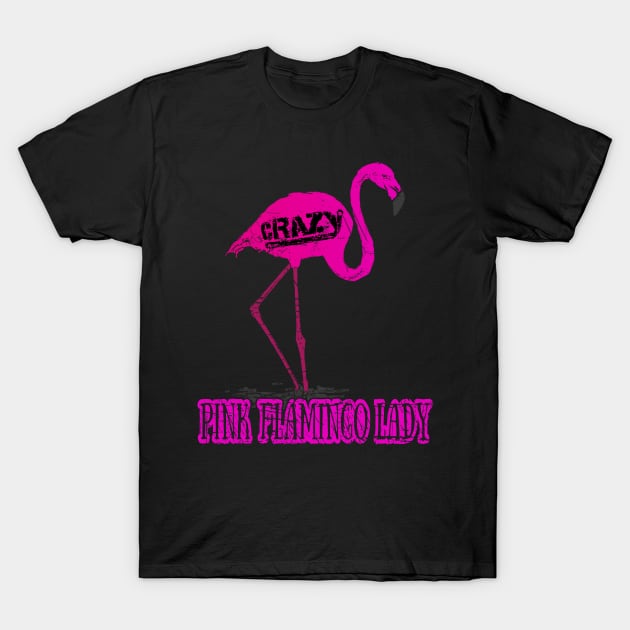 Crazy Pink Flamingo Lady T-Shirt by yeoys